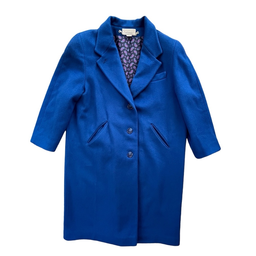 Bryant Park Women’s Size 16 Petite Royal Blue 100% Wool Vintage, Long Dress Coat